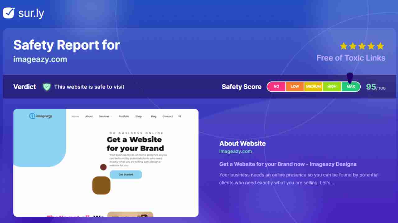 Safest Content Award for Imageazy Design for Safe Outbound Links